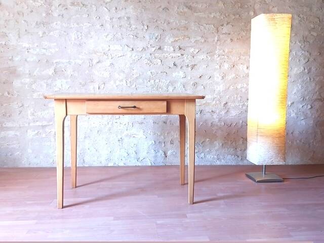 Vintage 1980s solid wood kitchen table or desk