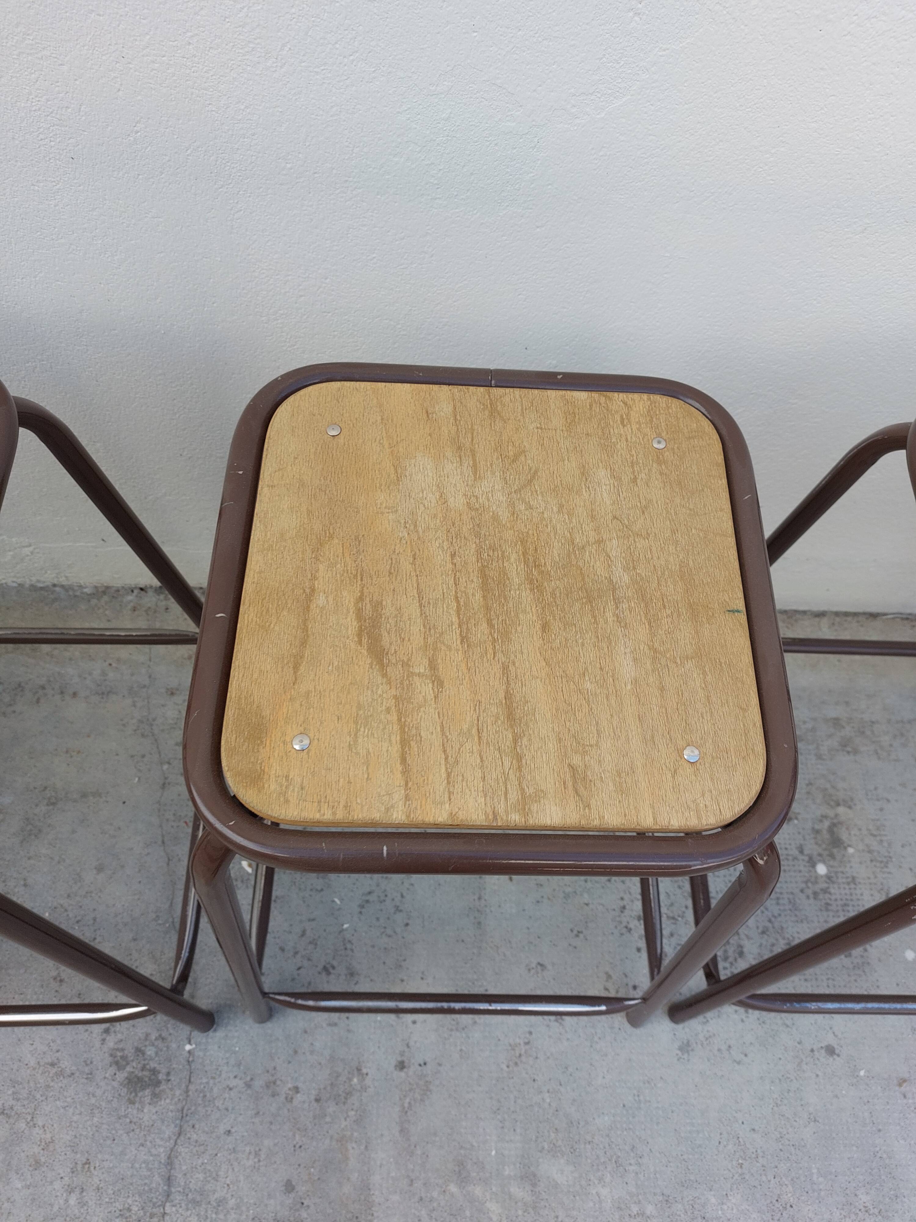 Series of 6 old workshop iron stools 1980