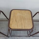 Series of 6 old workshop iron stools 1980
