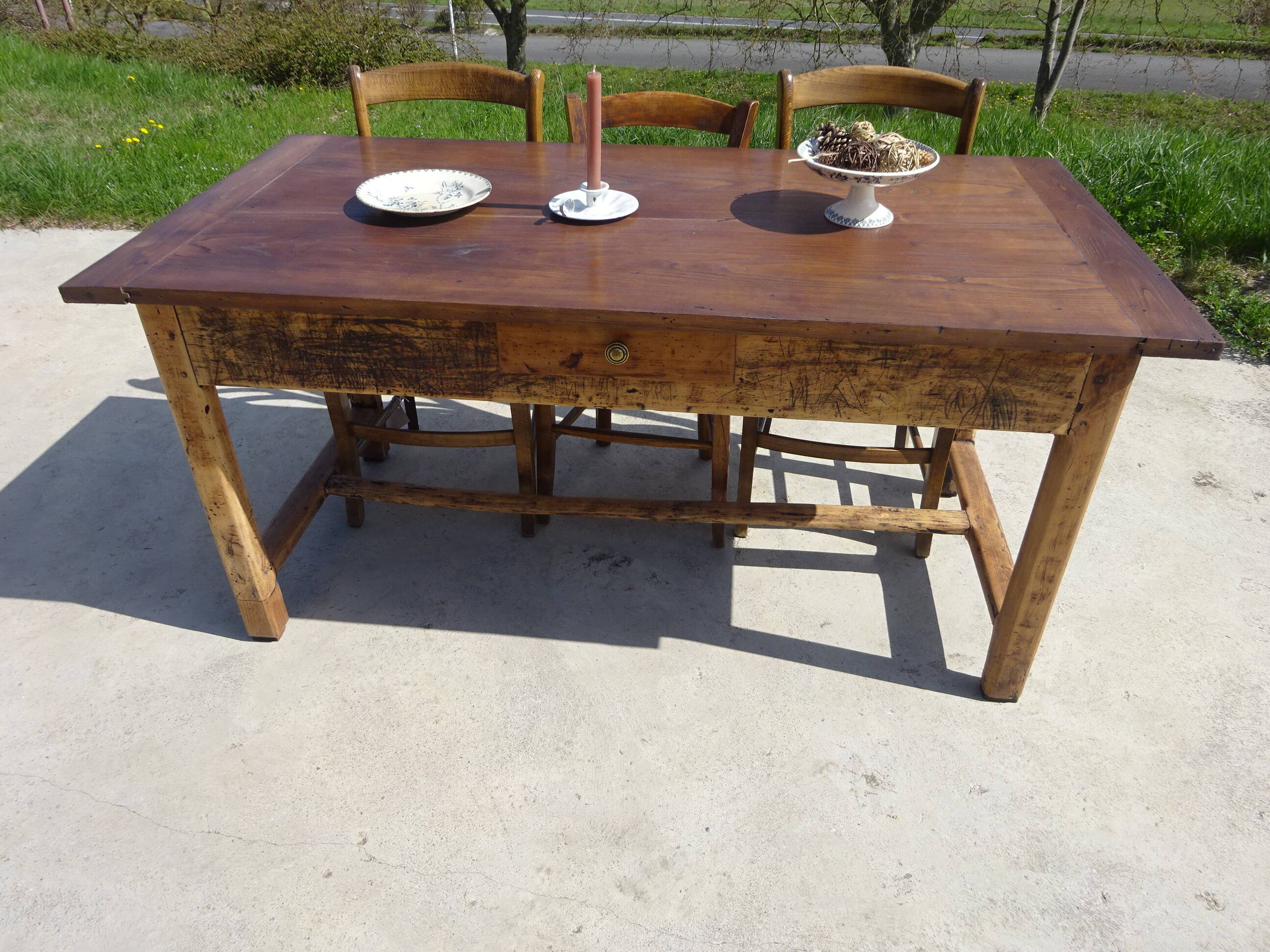 Ancienne table de ferme en chêne massif