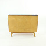 Buffet en chêne et verre noir, Tchécoslovaquie années 1960