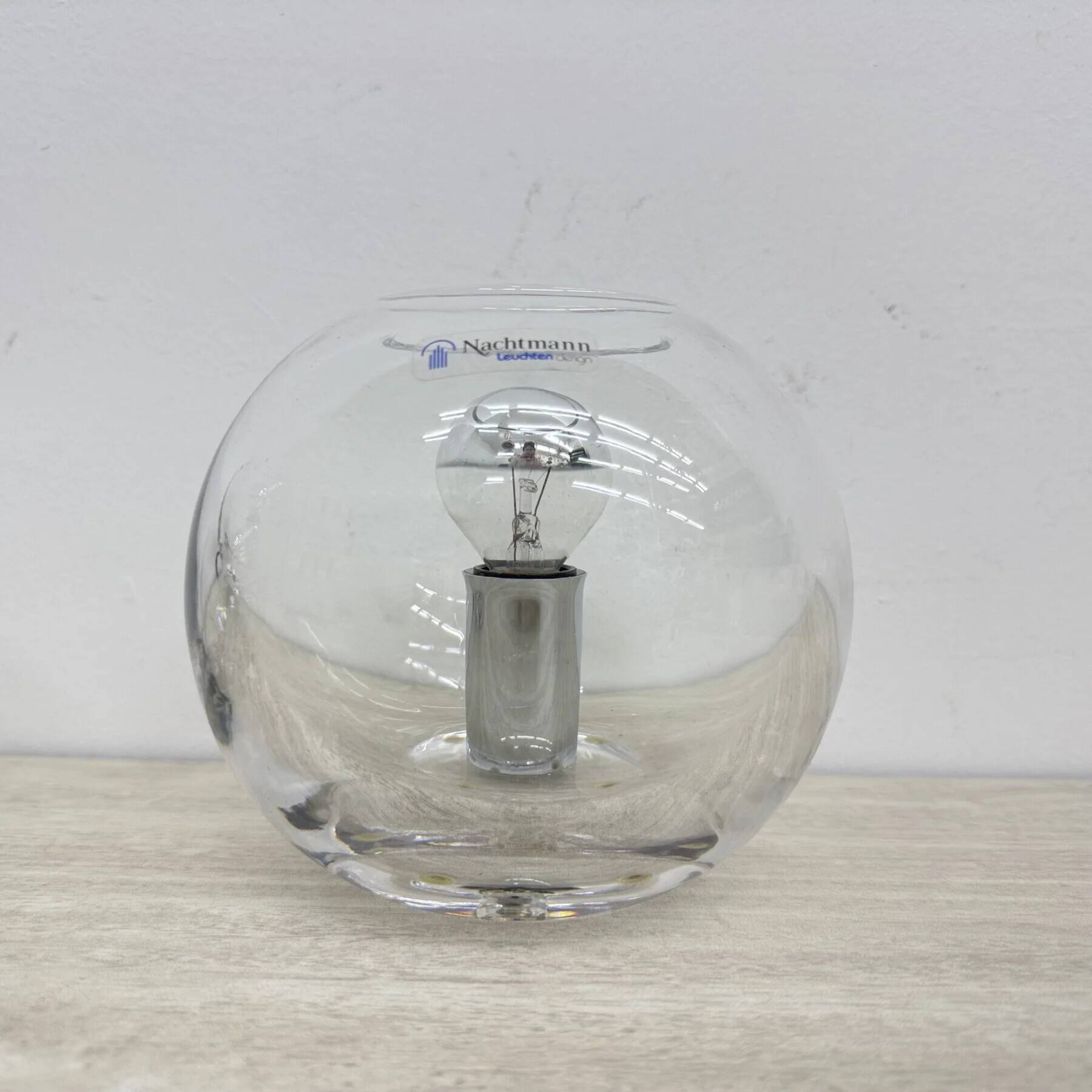 Pair of Nachtmann Leuchten design sphere crystal table lamps, 1970s