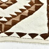 3x12 Geometric Beige & Brown Kilim Runner Rug, 102x357Cm