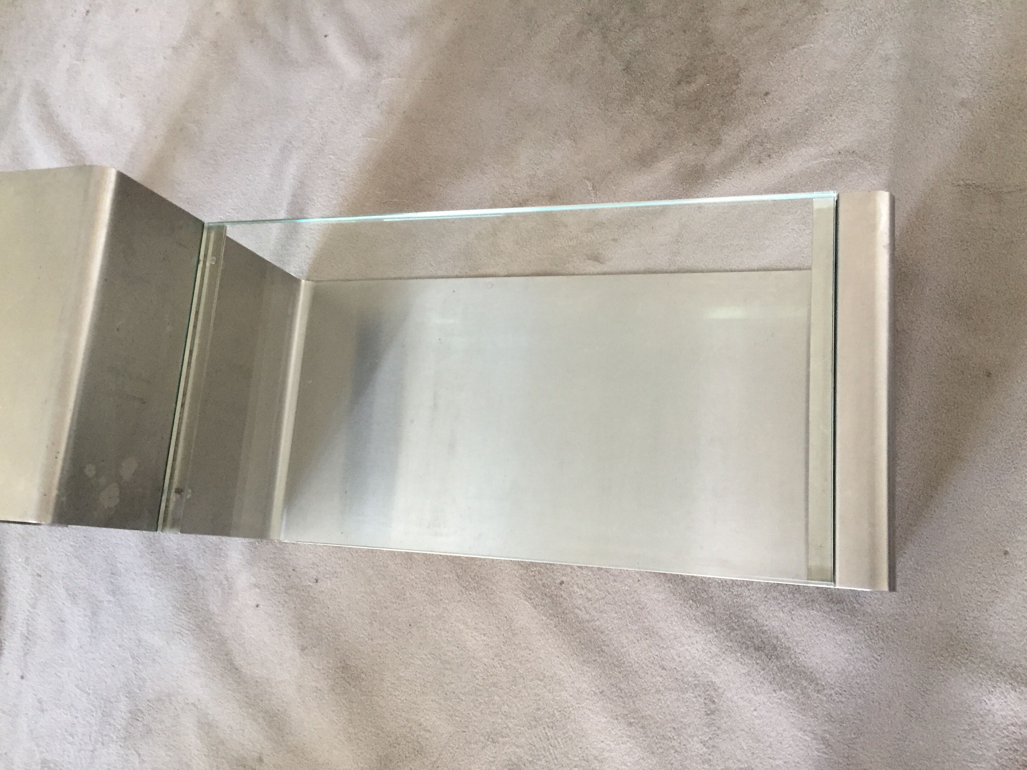 Coffee table in inox and glass 70s