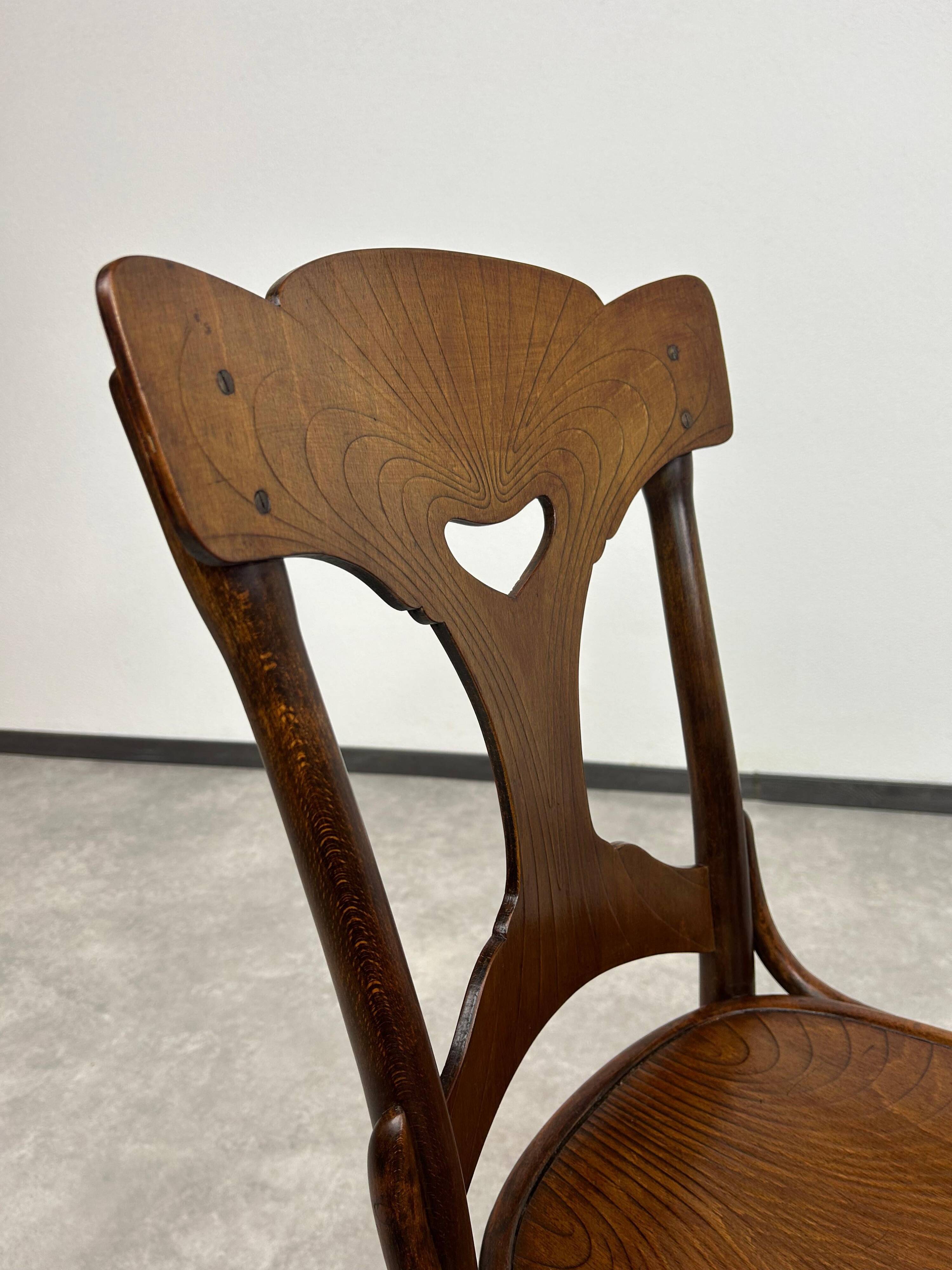 Chaise de salle à manger Jugendstil très rare n°522 par Thonet