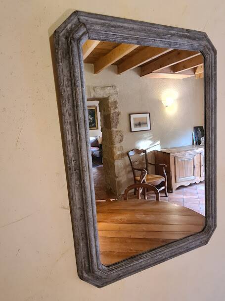 19th century style octagonal wooden mirror