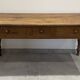 Antique natural wood farm table with 3 drawers