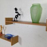 Pair of solid oak wall shelves