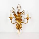 Single large 1960s Italian gilt 'Callas' leaf sconce by Hans Kögl