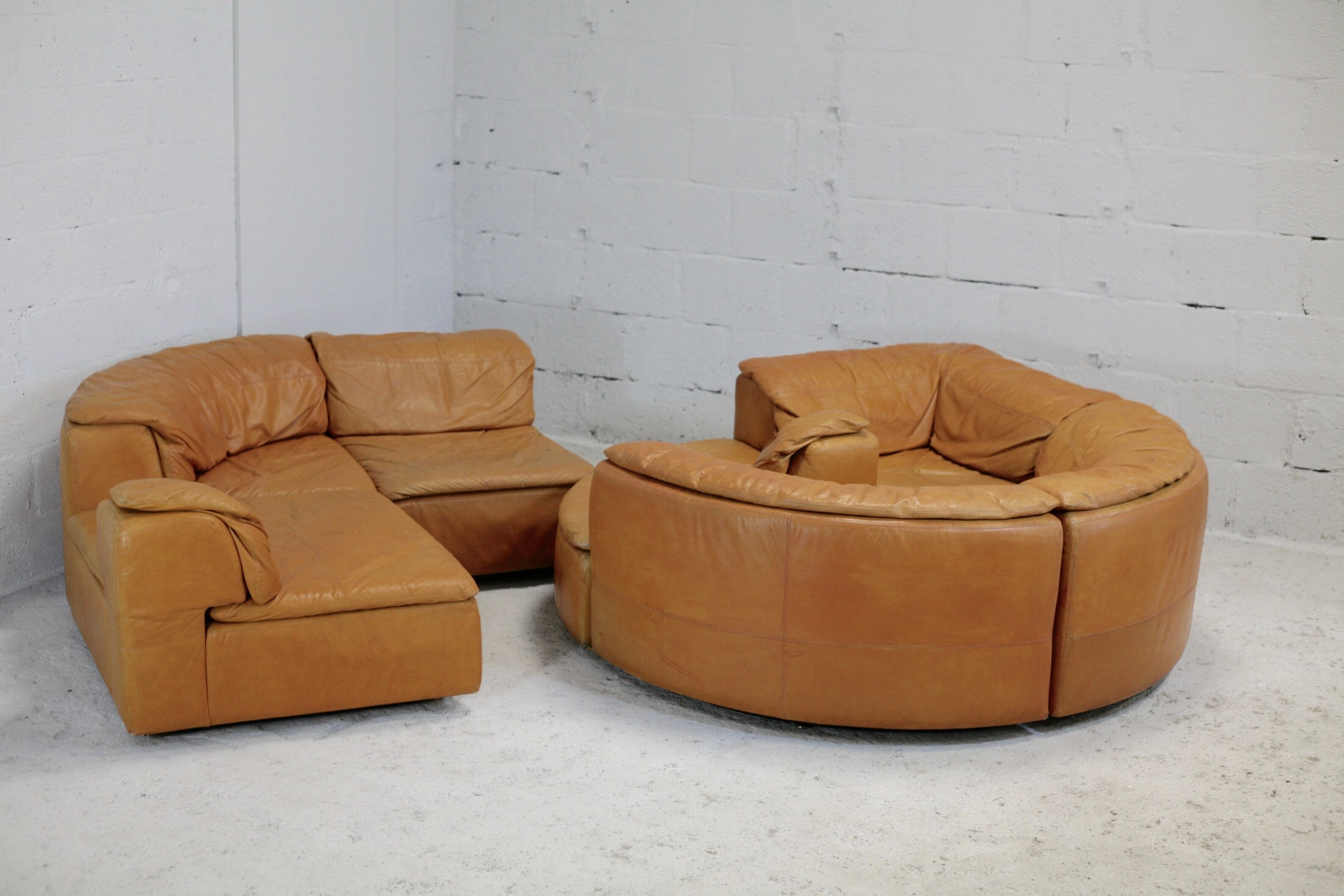 Leather modular sofa, 7 elements, 70s