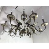 Lustre contemporain en fer forgé florentin brun-argent