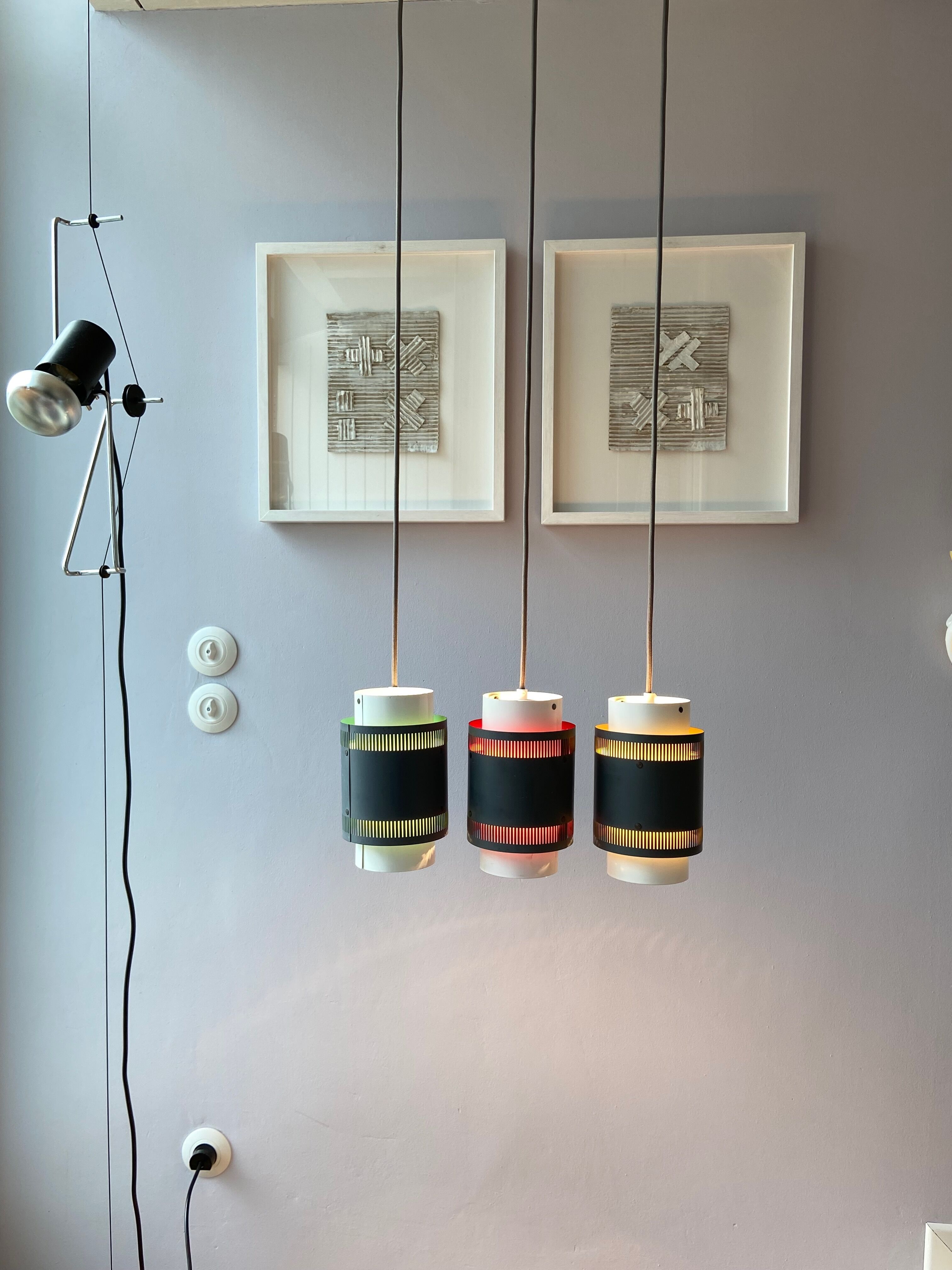 Lot de 3 suspensions, années 1960 Made in Denmark