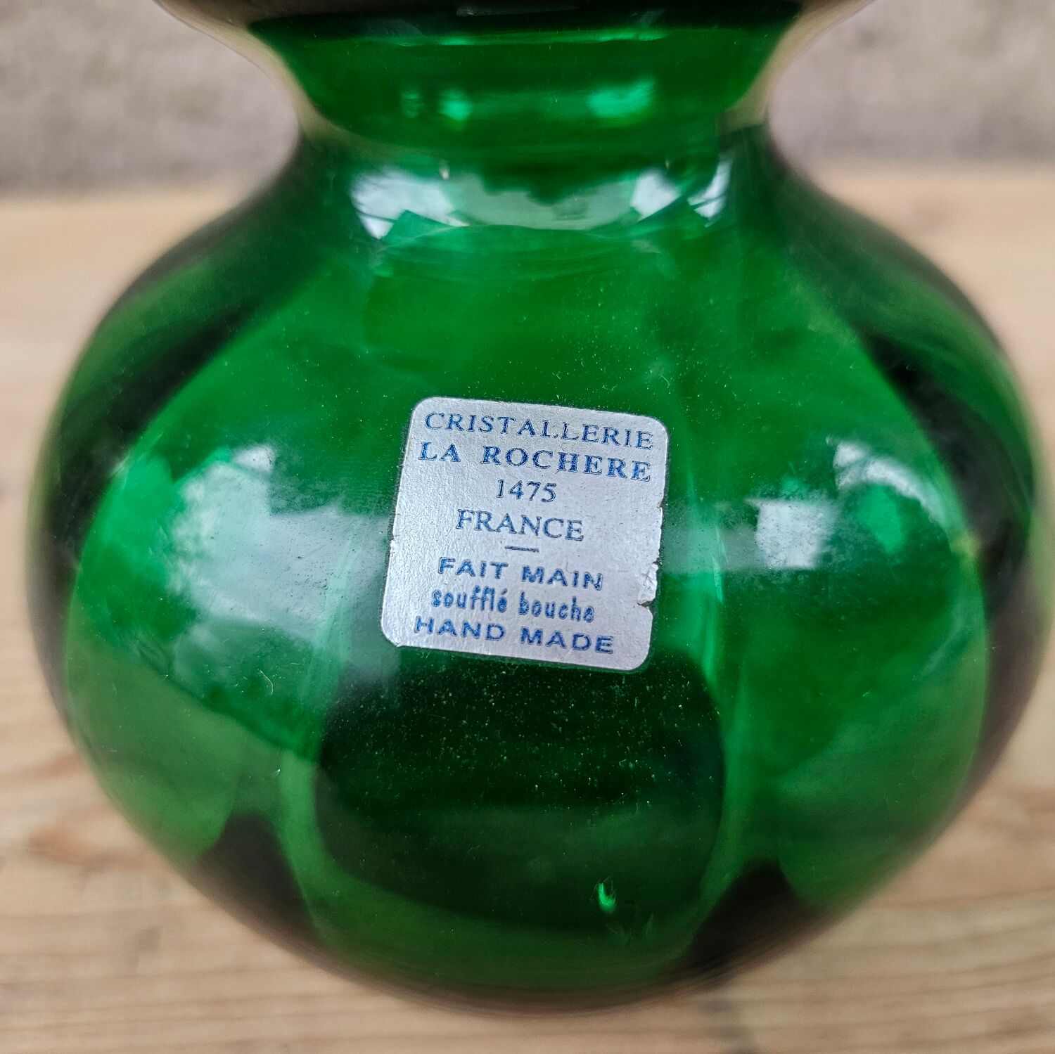Green crystal vase La Rochère