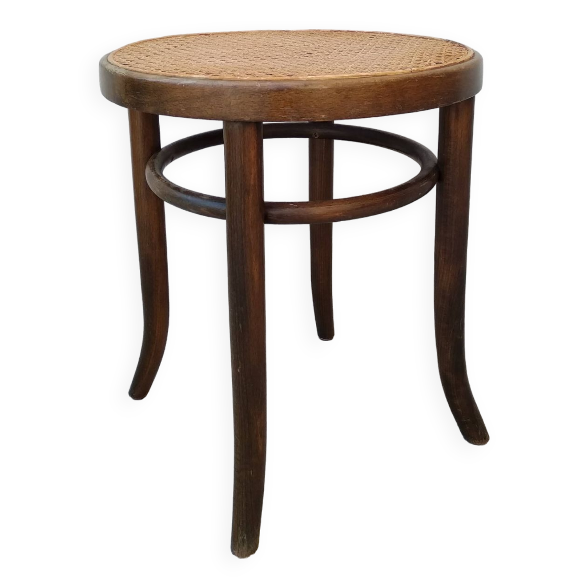 Curved wood cane bistro stool