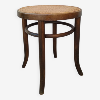 Curved wood cane bistro stool