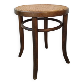 Tabouret bistrot canné bois courbé