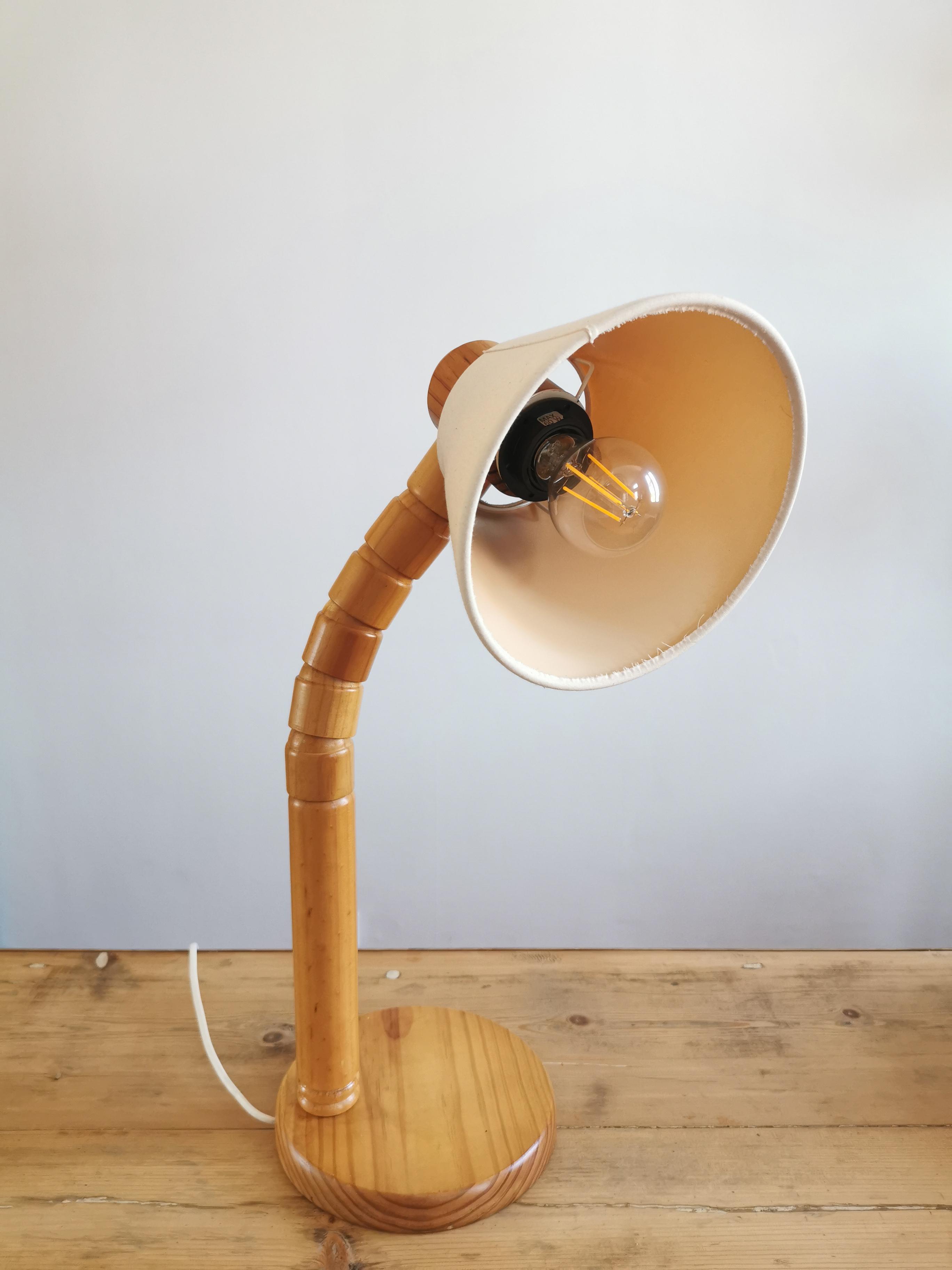 Scandinavian articulated pine lamp