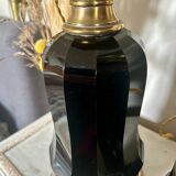 Pair of Napoleon III bronze and glass lamps