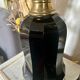 Pair of Napoleon III bronze and glass lamps