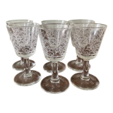 6 engraved antique glasses