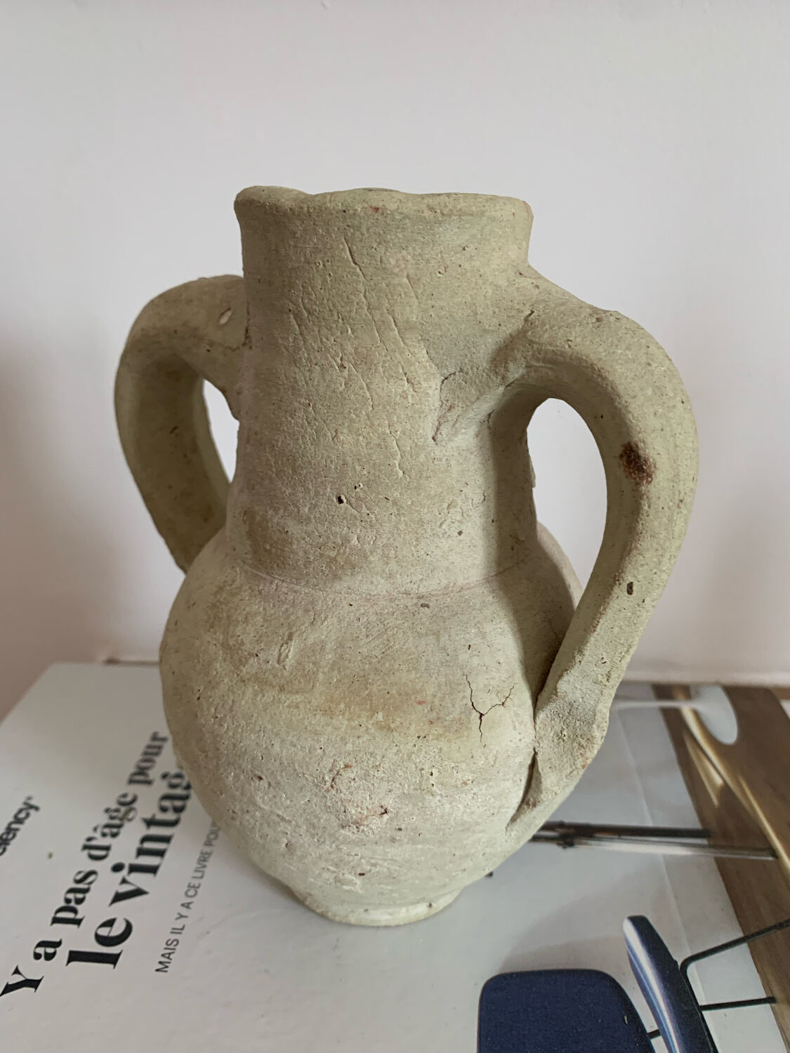 Vintage clay pot in minimalist style