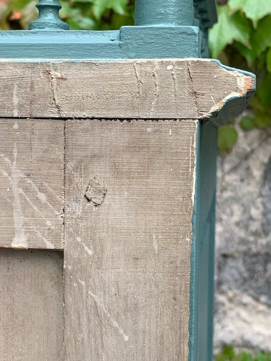 Old grey green high chest of drawers H160