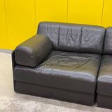 De Sede DS-76 Modular 2-Seater Sofa / Sofa Bed – Black Leather (1970s)