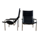 PAIRE DE FAUTEUILS CUIR NOIR ET CHROME HANS EICHENBERGER 1960.