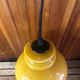 Old Yellow Opaline Pendant Light White Interior 1970s Vintage #A380