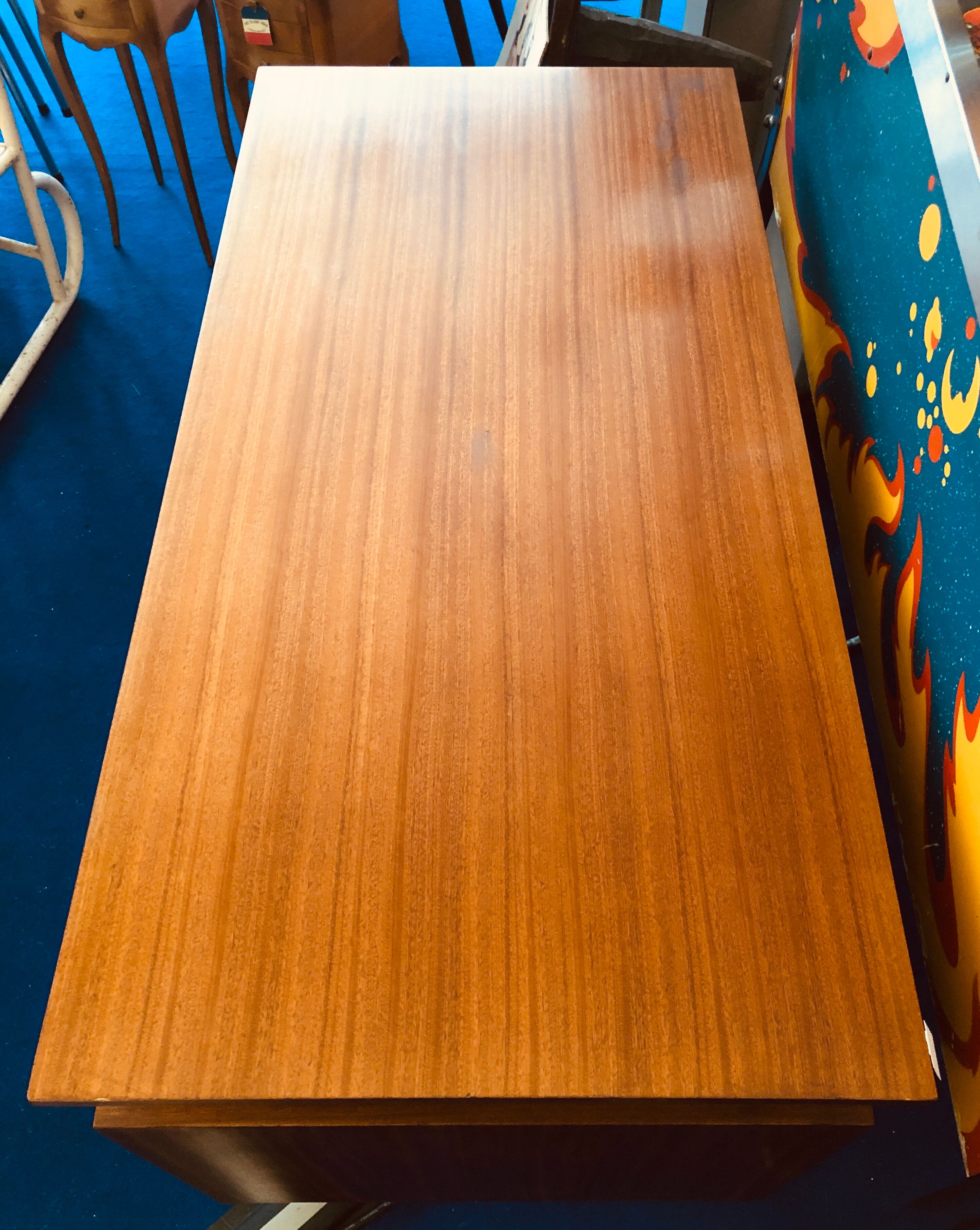 Mahogany writing desk 6 drawers 1960