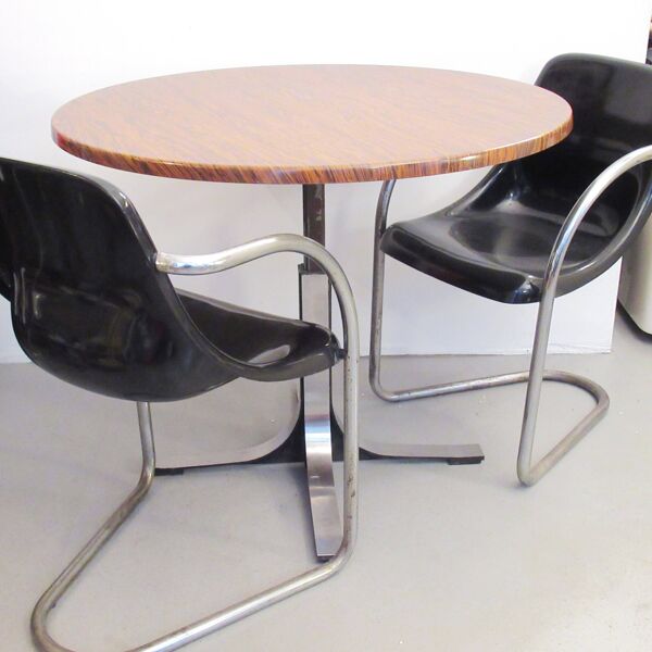 Table ronde reglable en hauteur Années 60