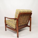 Vintage armchair tartan plaid wool design by Z. Baczyk 1965