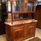 Sideboard two body mirror top marble decoration inlaid bronze Louis XVI