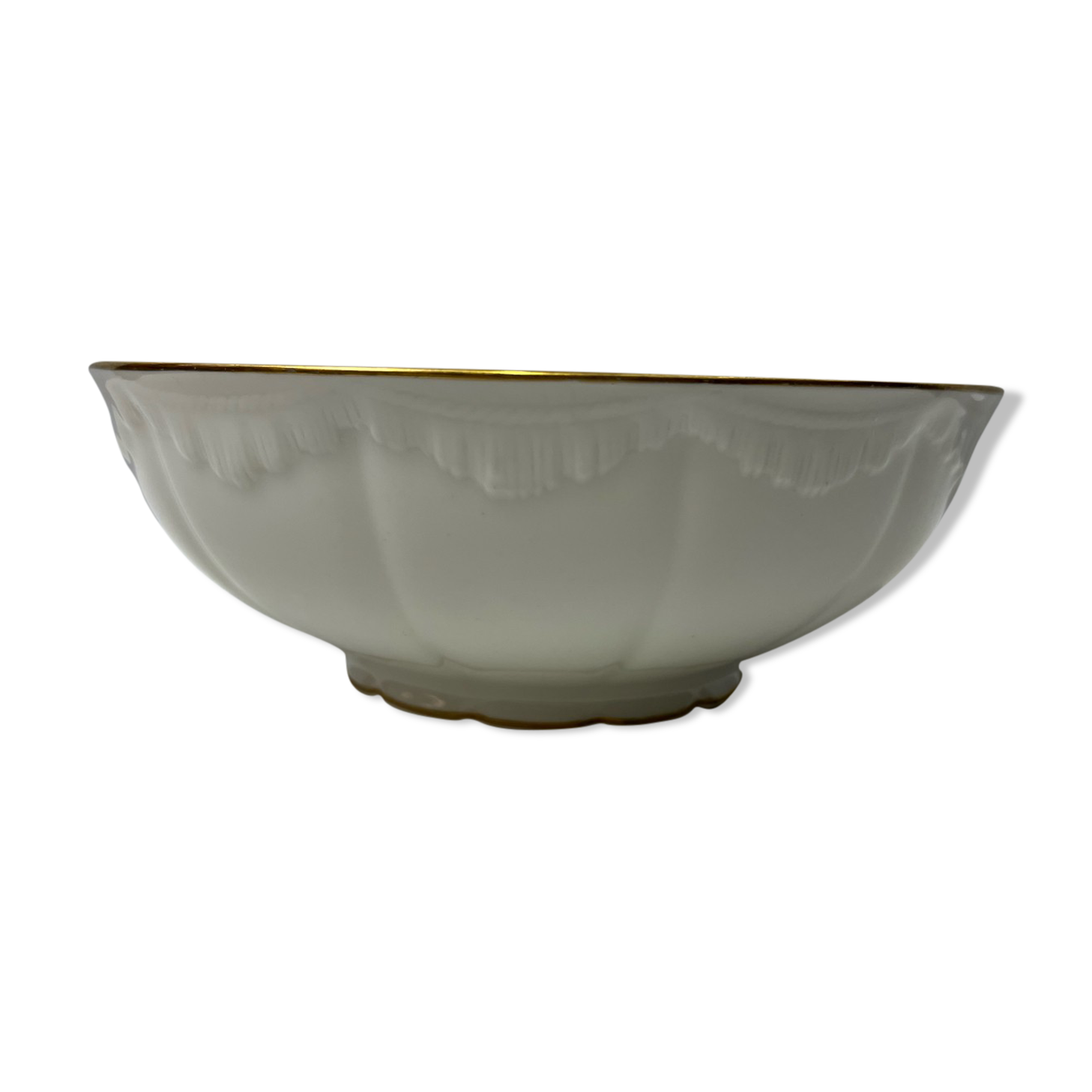 White and golden salad bowl