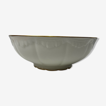 White and golden salad bowl