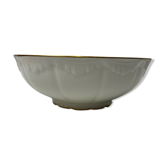White and golden salad bowl
