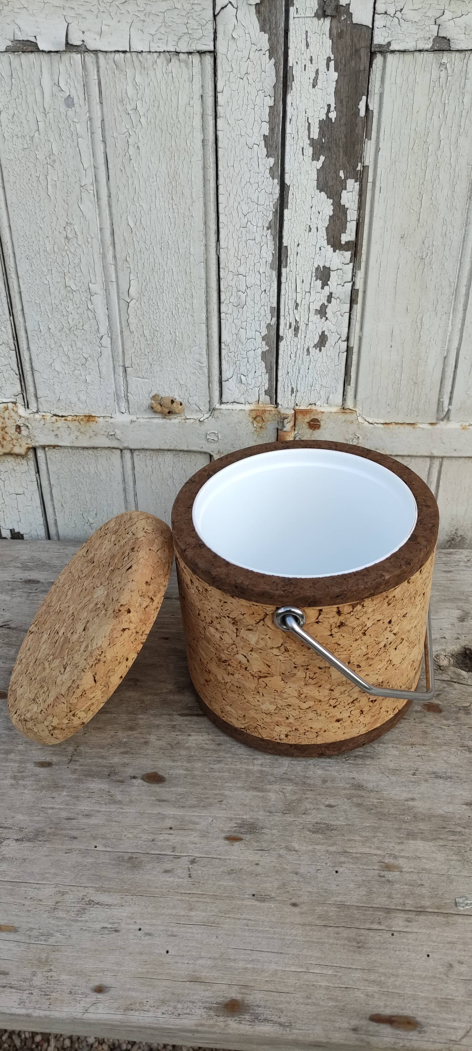 Vintage cork ice bucket