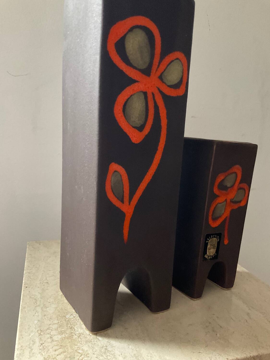 Duo of vintage ceramic vases