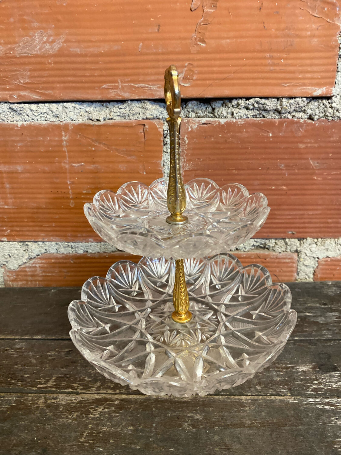 Cake Stand Antique Crystal + Gilded Bronze Trays #