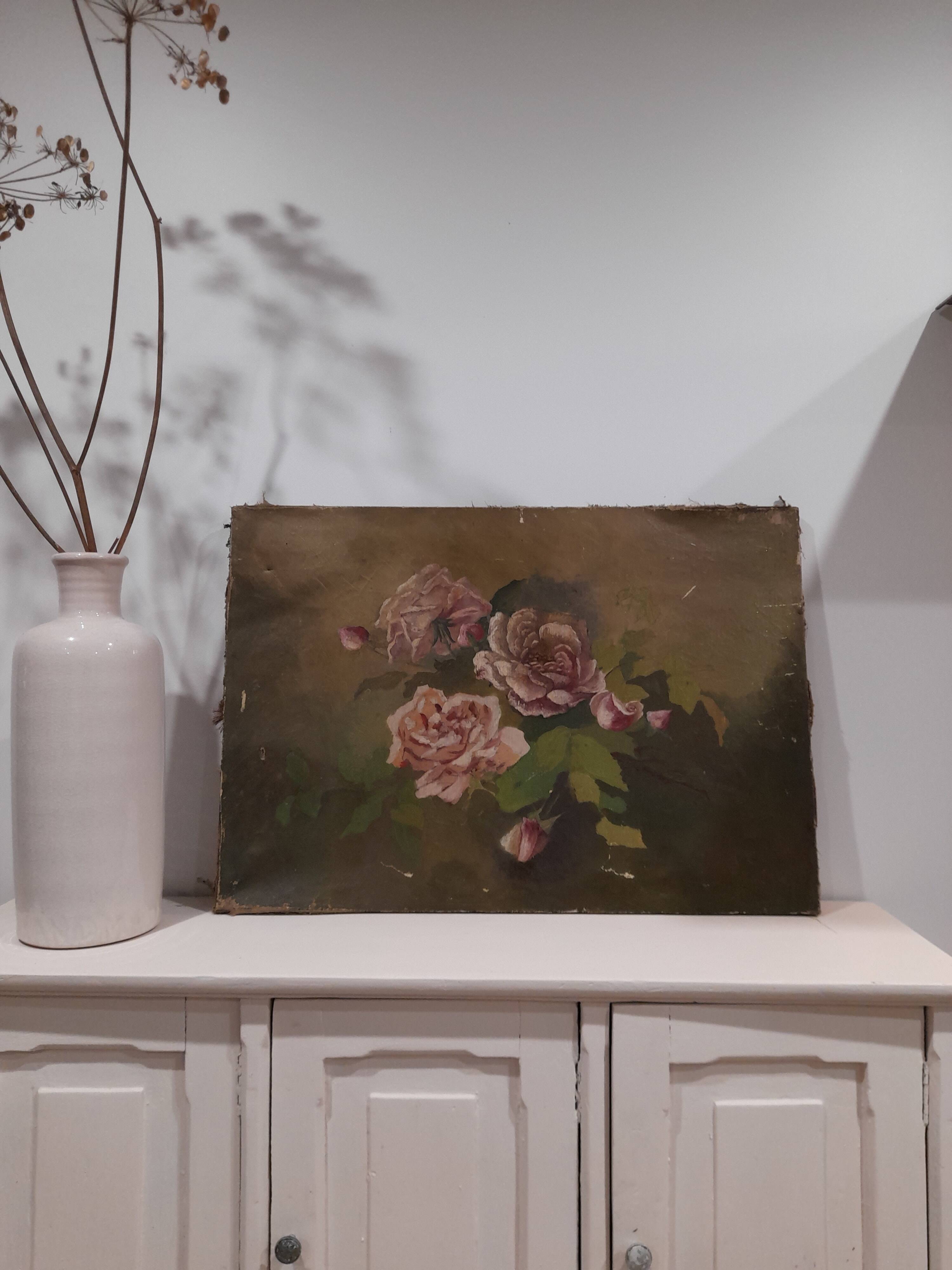 Huile sur toile roses