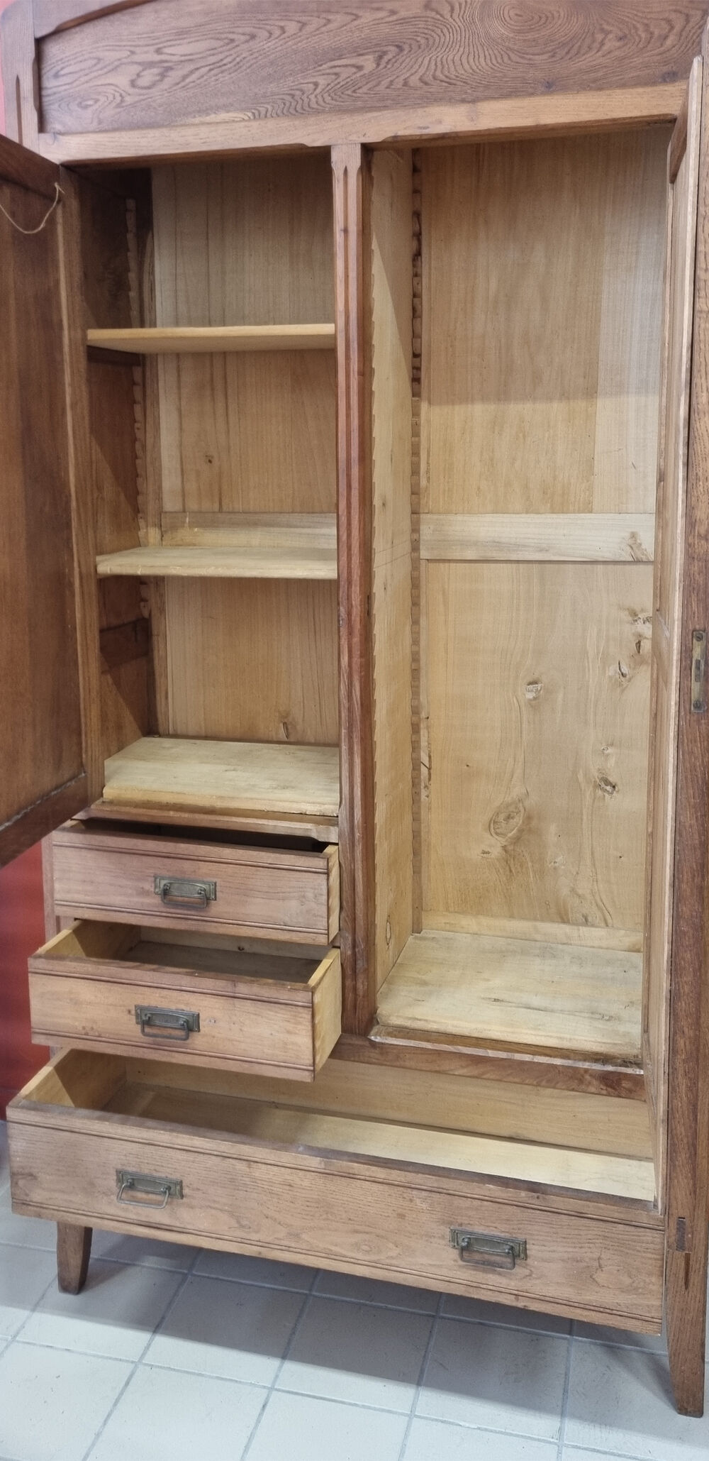 Parisian wooden wardrobe, 3 in 1, vintage 60s