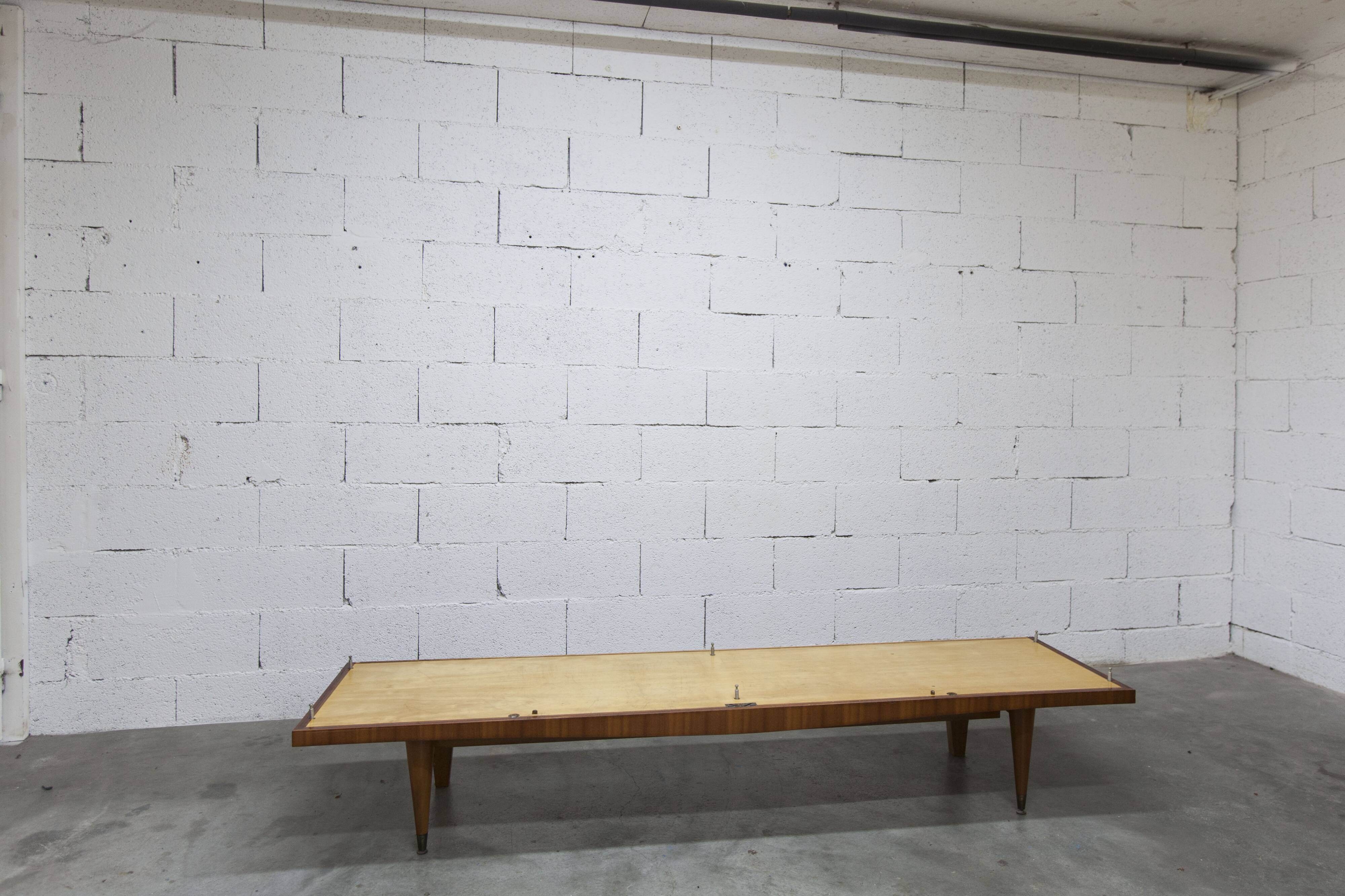1960s Scandinavian wardrobe, blonde varnished wood, unusual, 4 doors, 3 drawers, 7 shelves.