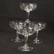 4 Antique Champagne Glasses In Engraved Crystalline