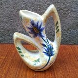 Earthenware vase signed by Jacqueline Gelb with a thistle decoration.