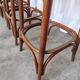 Set of 4 Vintage Bentwood Bar Stools, Brown Leather Seat, Nailhead Trim