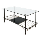 Black Steel Coffee Table with Magazine Rack attributed to Pierre Guariche for Airborne, 1950s