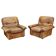 Paire de fauteuils lounge en cuir buffle cognac Arcon Italia
