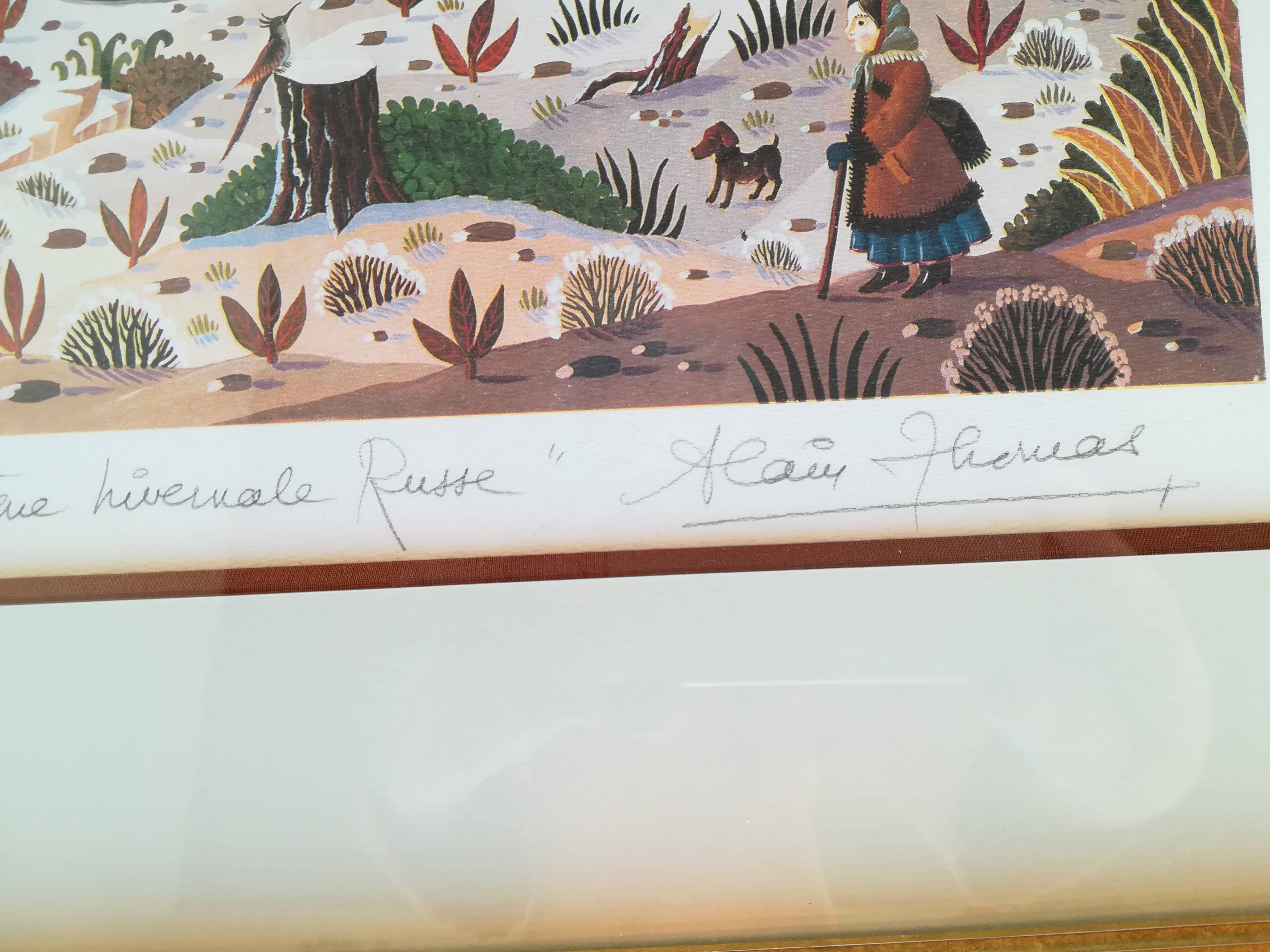 Lithograph Alain Thomas Russian winter scene