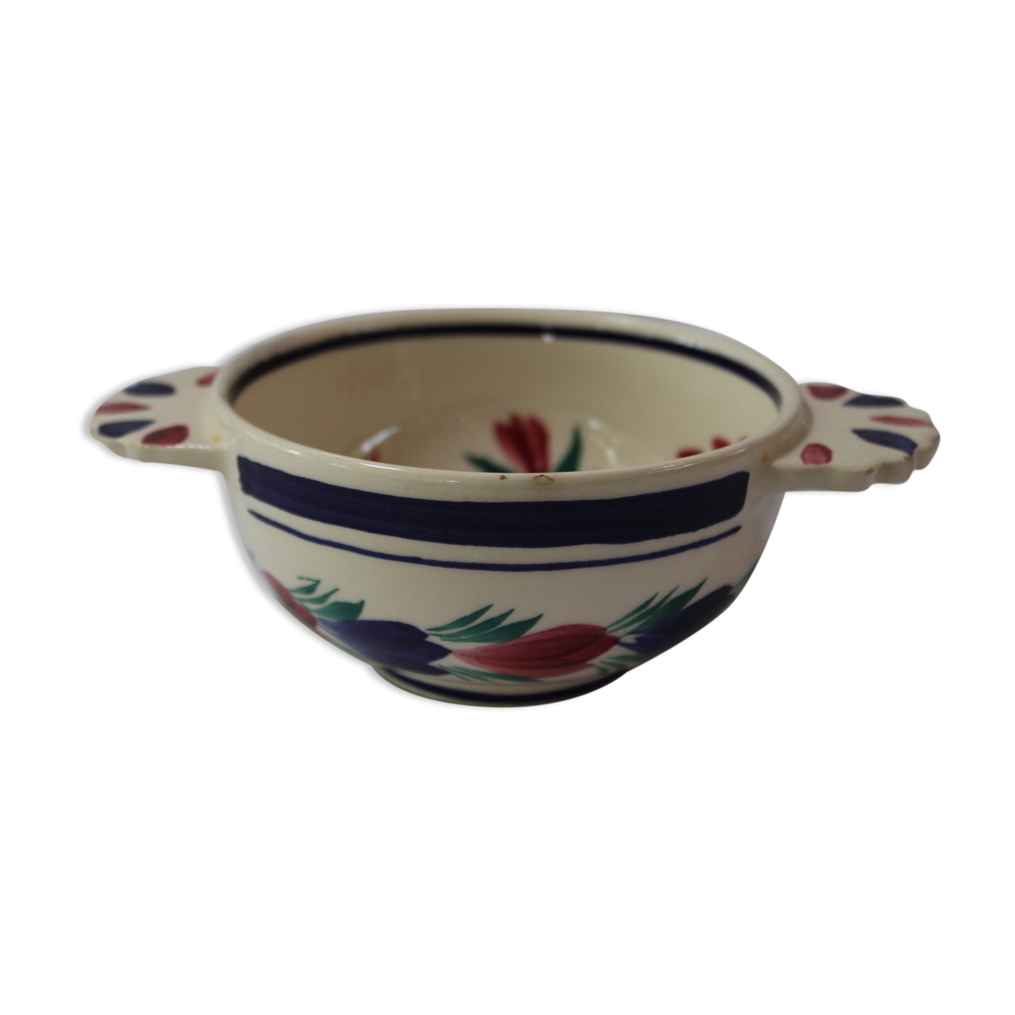 Ceramic eared bowl signed HB Quimper