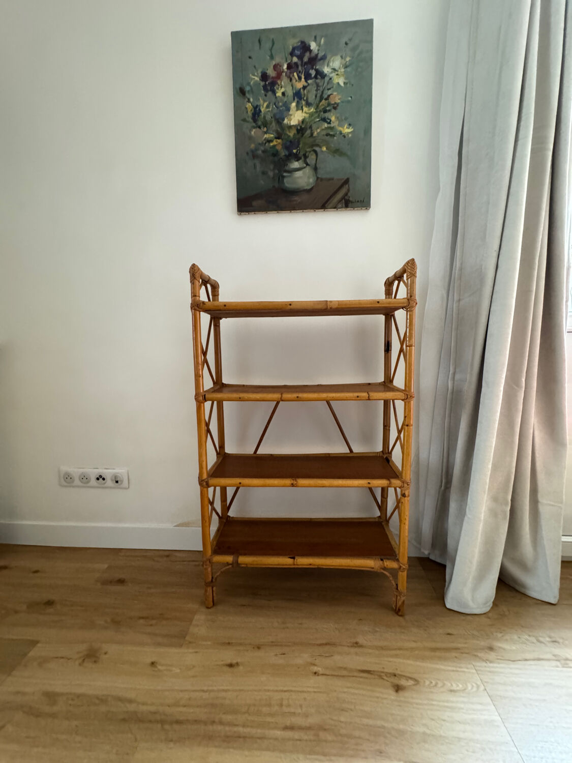 Vintage rattan bookshelf
